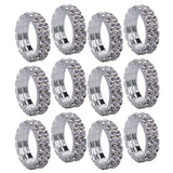 Maxbell Women Bridal Wedding Crystal Diamante 2 ROW Elastic Stretch Ring Clear