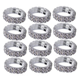 Maxbell Women Bridal Wedding Crystal Diamante 2 ROW Elastic Stretch Ring Clear