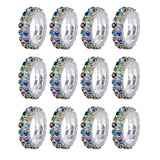 Maxbell Women Bridal Wedding Crystal Diamante 2 ROW Elastic Stretch Ring Multicolor