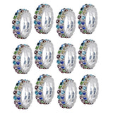 Maxbell Women Bridal Wedding Crystal Diamante 2 ROW Elastic Stretch Ring Multicolor