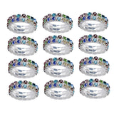 Maxbell Women Bridal Wedding Crystal Diamante 2 ROW Elastic Stretch Ring Multicolor