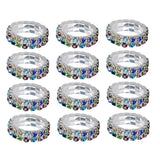 Maxbell Women Bridal Wedding Crystal Diamante 2 ROW Elastic Stretch Ring Multicolor