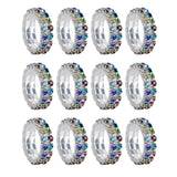 Maxbell Women Bridal Wedding Crystal Diamante 2 ROW Elastic Stretch Ring Multicolor