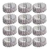 Maxbell 12 Pieces Triple Row Wedding Crystal Elastic Stretch Ring White