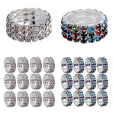 Maxbell 12 Pieces Triple Row Wedding Crystal Elastic Stretch Ring White