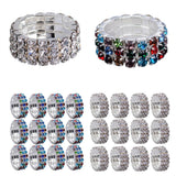 Maxbell 12 Pieces Triple Row Wedding Crystal Elastic Stretch Ring White