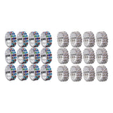 Maxbell 12 Pieces Triple Row Wedding Crystal Elastic Stretch Ring White