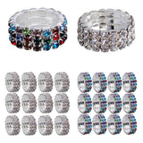 Maxbell 12 Pieces Triple Row Wedding Crystal Elastic Stretch Ring White