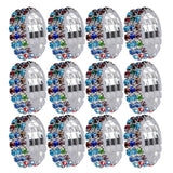 Maxbell 12 Pieces Triple Row Wedding Crystal Elastic Stretch Ring Multicolor