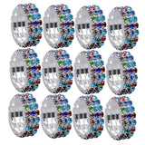 Maxbell 12 Pieces Triple Row Wedding Crystal Elastic Stretch Ring Multicolor