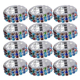 Maxbell 12 Pieces Triple Row Wedding Crystal Elastic Stretch Ring Multicolor