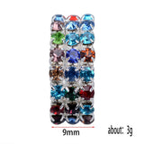 Maxbell 12 Pieces Triple Row Wedding Crystal Elastic Stretch Ring Multicolor