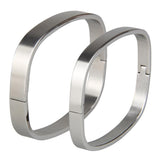 Maxbell Stainless Steel Couples Bracelet Cuff Bangle Square Wristband Silver 6mm