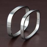 Maxbell Stainless Steel Couples Bracelet Cuff Bangle Square Wristband Silver 6mm