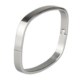 Maxbell Stainless Steel Couples Bracelet Cuff Bangle Square Wristband Silver 6mm