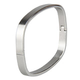 Maxbell Stainless Steel Couples Bracelet Cuff Bangle Square Wristband Silver 6mm