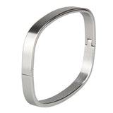 Maxbell Stainless Steel Couples Bracelet Cuff Bangle Square Wristband Silver 6mm