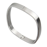 Maxbell Stainless Steel Couples Bracelet Cuff Bangle Square Wristband Silver 6mm
