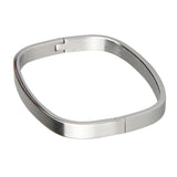 Maxbell Stainless Steel Couples Bracelet Cuff Bangle Square Wristband Silver 6mm