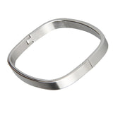 Maxbell Stainless Steel Couples Bracelet Cuff Bangle Square Wristband Silver 6mm