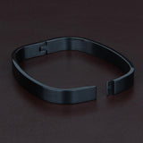 Maxbell Stainless Steel Couples Bracelet Cuff Bangle Square Wristband Black 6mm