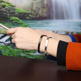 Maxbell Stainless Steel Couples Bracelet Cuff Bangle Square Wristband Black 6mm