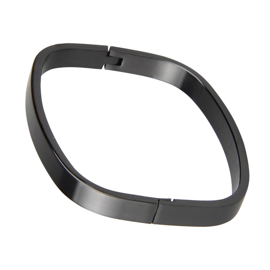 Maxbell Stainless Steel Couples Bracelet Cuff Bangle Square Wristband Black 6mm