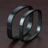 Maxbell Stainless Steel Couples Bracelet Cuff Bangle Square Wristband Black 6mm