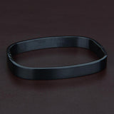 Maxbell Stainless Steel Couples Bracelet Cuff Bangle Square Wristband Black 6mm