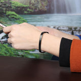 Maxbell Stainless Steel Couples Bracelet Cuff Bangle Square Wristband Black 6mm