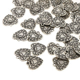 Maxbell 50pcs Antique Silver Heart Jewelry Charms Pendant Carfts DIY Finding tibetan Style 1