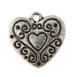 Maxbell 50pcs Antique Silver Heart Jewelry Charms Pendant Carfts DIY Finding tibetan Style 1