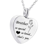 Maxbell Waterproof Stainless Steel Heart Cremation Keepsake Urn Necklace Brother