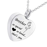 Maxbell Waterproof Stainless Steel Heart Cremation Keepsake Urn Necklace Brother