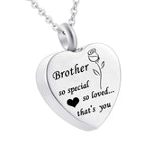 Maxbell Waterproof Stainless Steel Heart Cremation Keepsake Urn Necklace Brother
