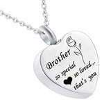 Maxbell Waterproof Stainless Steel Heart Cremation Keepsake Urn Necklace Brother