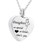 Maxbell Waterproof Stainless Steel Heart Cremation Keepsake Urn Necklace Daughter