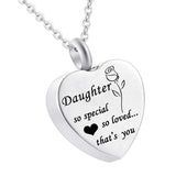 Maxbell Waterproof Stainless Steel Heart Cremation Keepsake Urn Necklace Daughter
