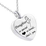 Maxbell Waterproof Stainless Steel Heart Cremation Keepsake Urn Necklace Daughter