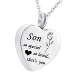 Maxbell Waterproof Stainless Steel Heart Cremation Keepsake Urn Necklace Son