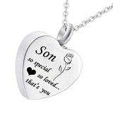 Maxbell Waterproof Stainless Steel Heart Cremation Keepsake Urn Necklace Son