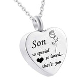 Maxbell Waterproof Stainless Steel Heart Cremation Keepsake Urn Necklace Son