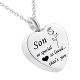 Maxbell Waterproof Stainless Steel Heart Cremation Keepsake Urn Necklace Son
