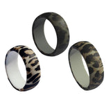 Maxbell 3Pcs Leopard Pattern Silicone Rubber Wedding Party Rings Mens US Size 8