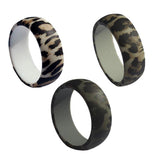 Maxbell 3Pcs Leopard Pattern Silicone Rubber Wedding Party Rings Mens US Size 8