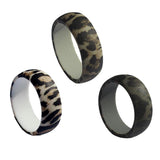 Maxbell 3Pcs Leopard Pattern Silicone Rubber Wedding Party Rings Mens US Size 8