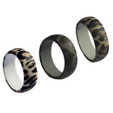 Maxbell 3Pcs Leopard Pattern Silicone Rubber Wedding Party Rings Mens US Size 8