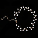 Maxbell Trendy Women Pearls Choker Clavicle Chain Short Necklace with Pendant Golden