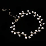 Maxbell Trendy Women Pearls Choker Clavicle Chain Short Necklace with Pendant Golden