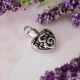 Maxbell Stainless Steel Cremation Pendants for Ashes Pet Urn Hollow Hear Silver Tone